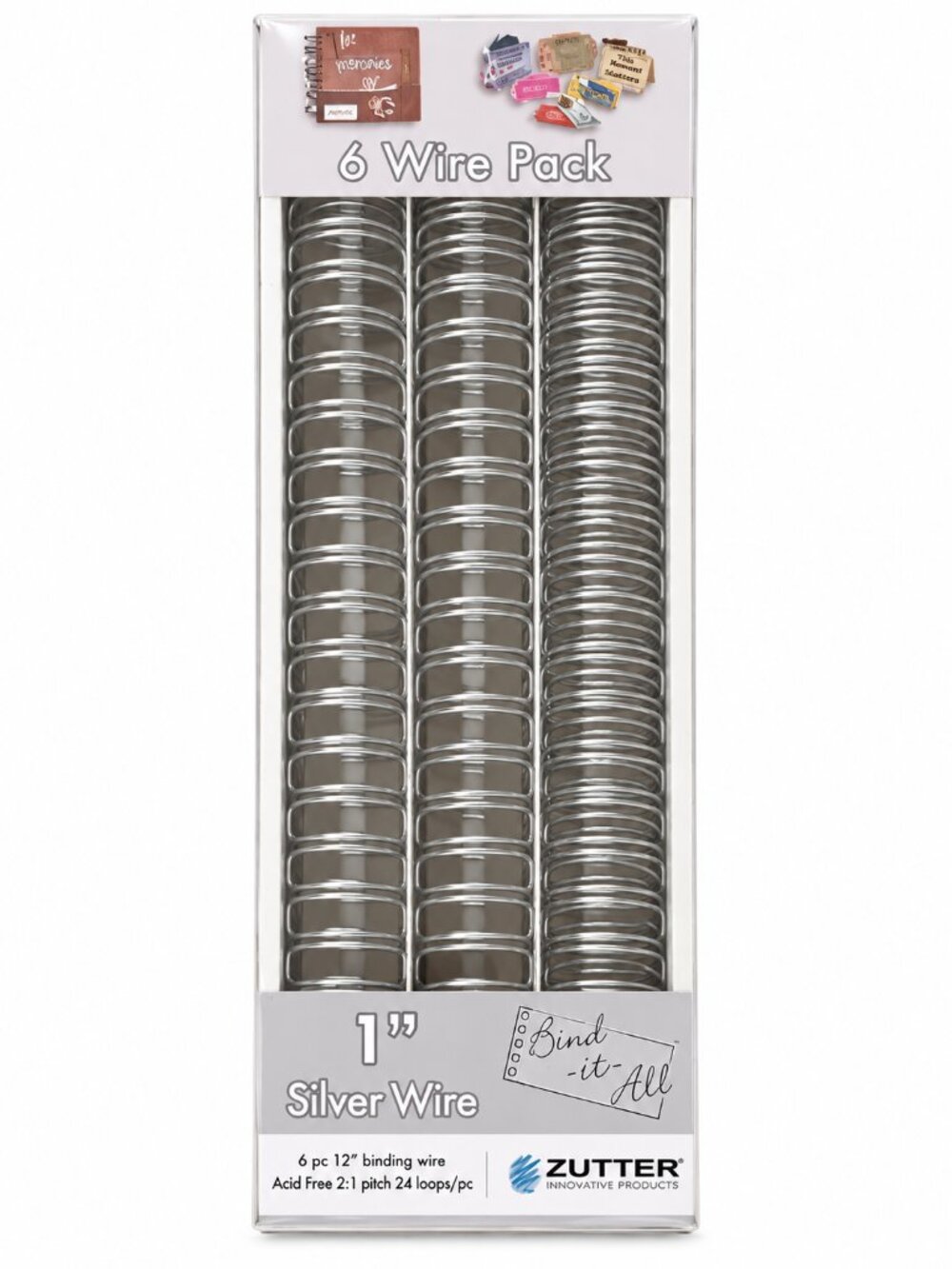 Zutter Bind-It-All 1" Silver Binding Wires 6 Pack 2:1 Pitch Bookbinding NWT